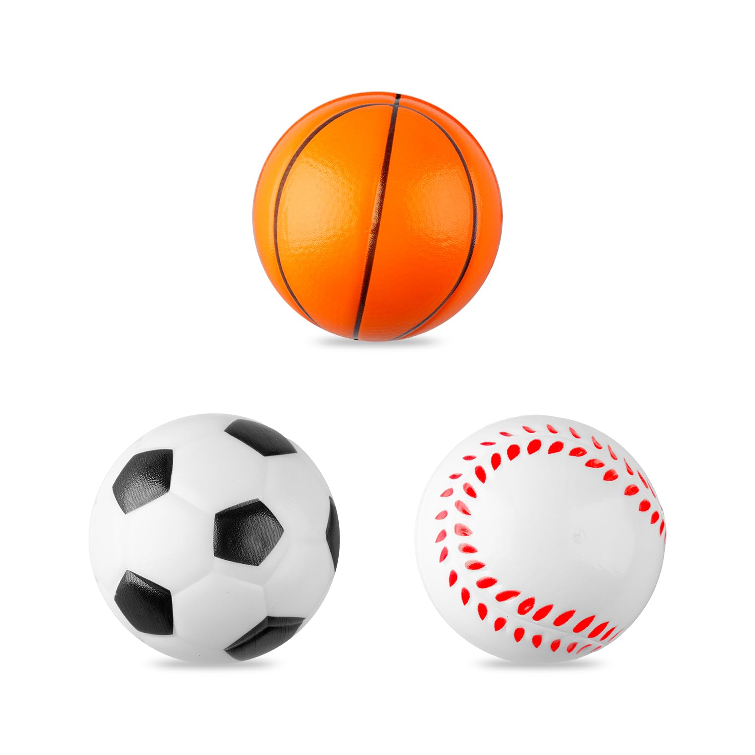 3Pcs Soft Ball 6cm Soft Foam Ball, Sponge Balls Mini Tennis Cricket Balls Football Basketball Baseball Pattern for Indoor Outdoor Birthday Party Games Supplies