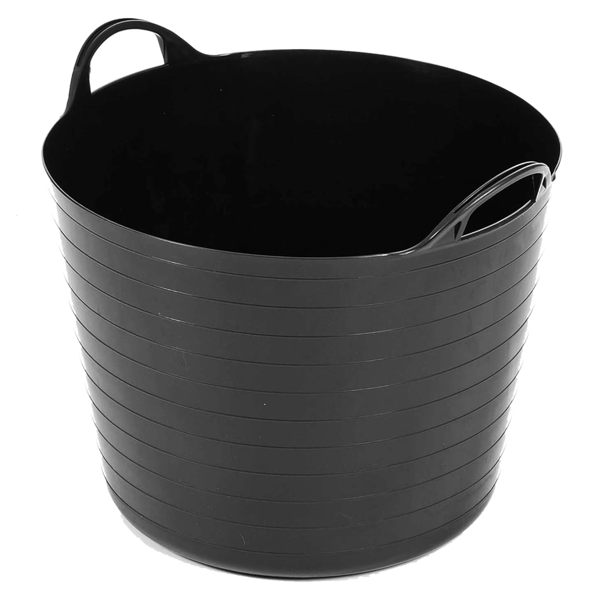 Pluto Packaging Black 40 Litres Flexible Plastic Storage Bucket Tubs Rubble Container Strong (2)