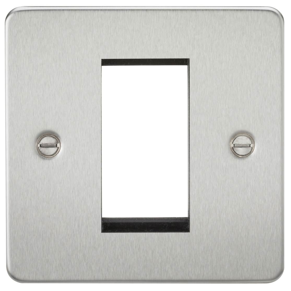 Knightsbridge Flat Plate 1G Modular Faceplate - Brushed Chrome
