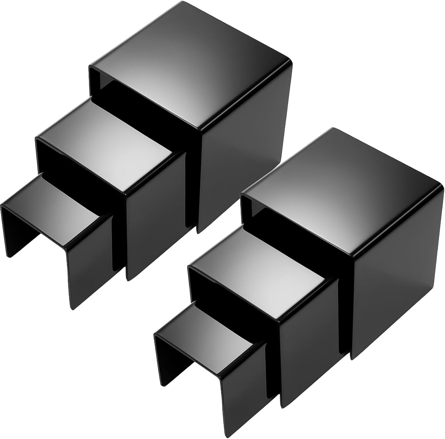 Chuangdi 2 Sets Acrylic Display Risers, Product Stand, Jewelry Display Riser Shelf Showcase Fixtures for Dessert Cupcake Candy Figure Treat Action Showcase (Gold,Medium Set)