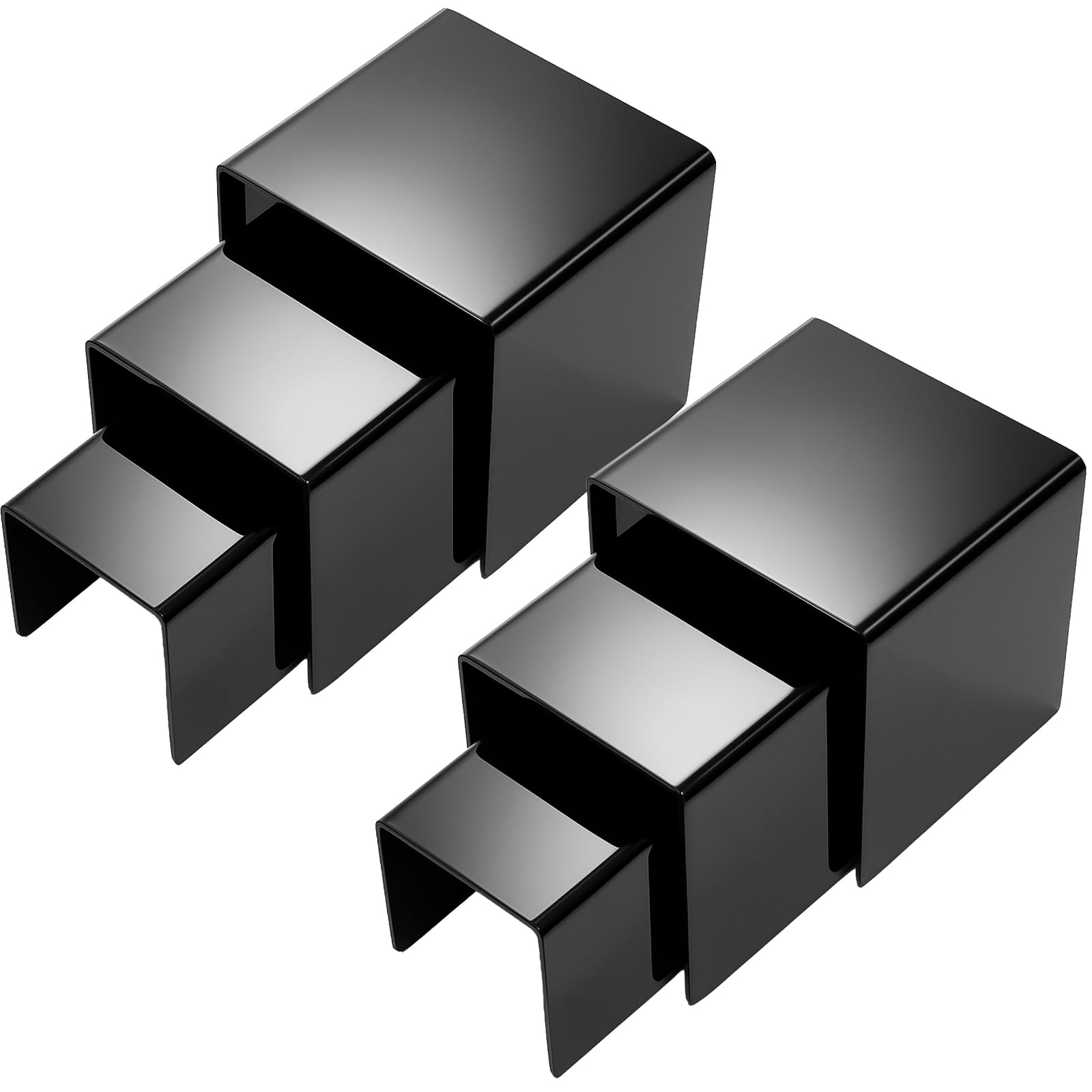 Chuangdi 2 Sets Acrylic Display Risers, Figure Stand, Black, Medium Set