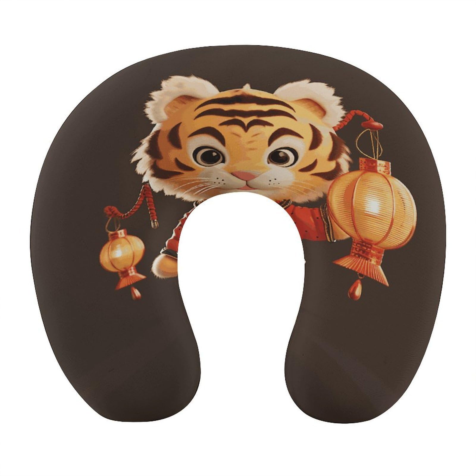 Btcowzrv Style A Tiger Holding A Lantern U Shaped Neck Pillow Travel Pillows