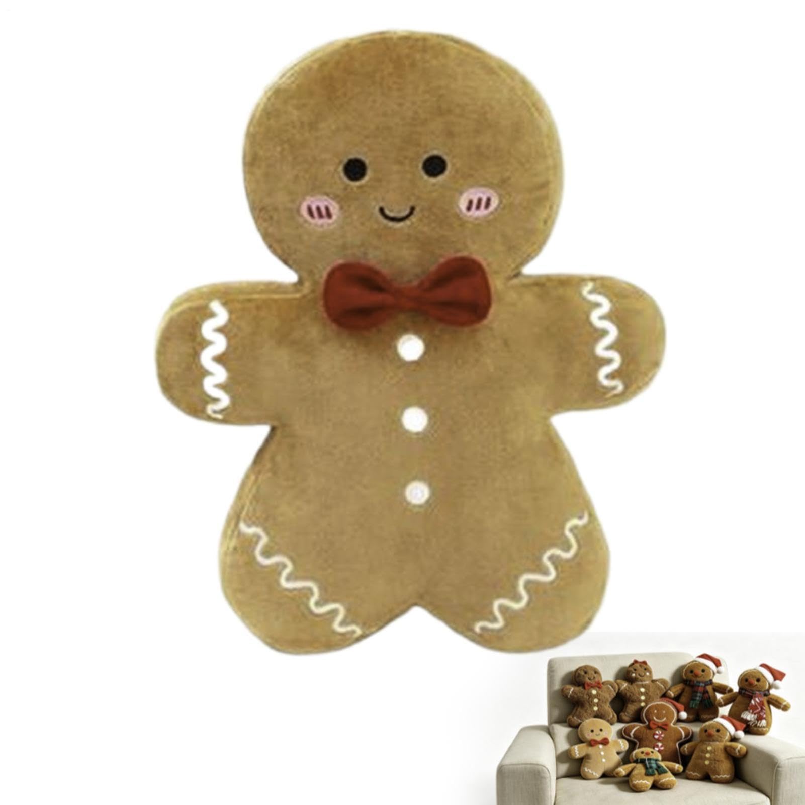 Gingerbread Man Plush Toy, Christmas Gingerbread Man Shaped Plush Pillow