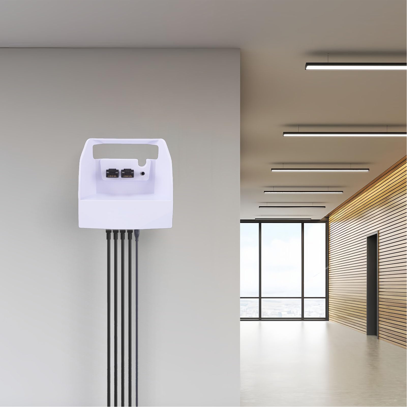Ejoyous Gigabit-Dockingstation Passend für Mini-Router, ABS-Router-Gigabit-Dock mit 1 WAN- und 3 LAN-Ports, 10 100 1000 Mbit/s Wandmontage-Ethernet-Netzwerk-Expander-Hub für Zuhause, Wohnmobil,