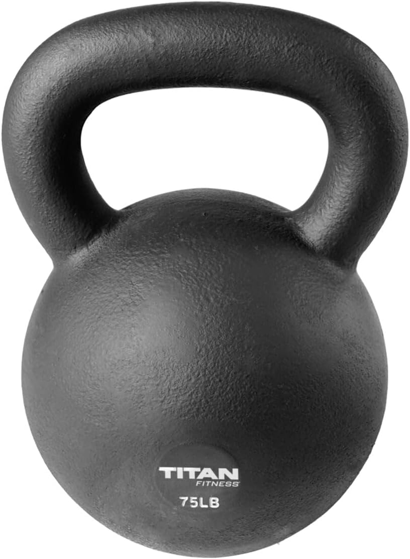 Titan Fitness 75 LB Cast Iron Kettlebell, Single Piece Casting, LB Markings, Full Body Workout