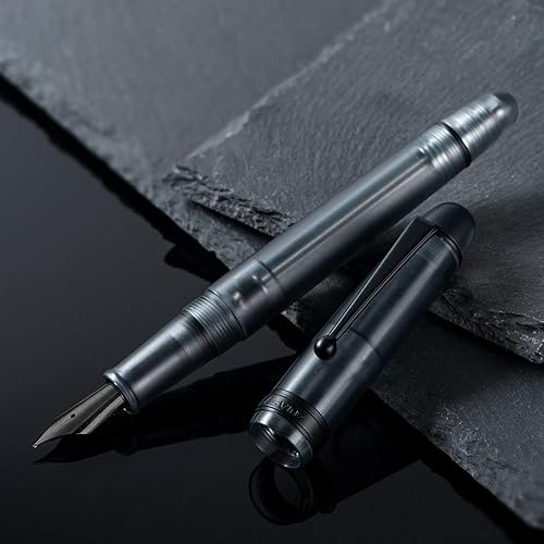 Miniatura 4 de Asvine V126 Pluma estilográfica de llenado al vacío, acrílico negro mate con plumín fino, pluma de gran capacidad con estuche de regalo