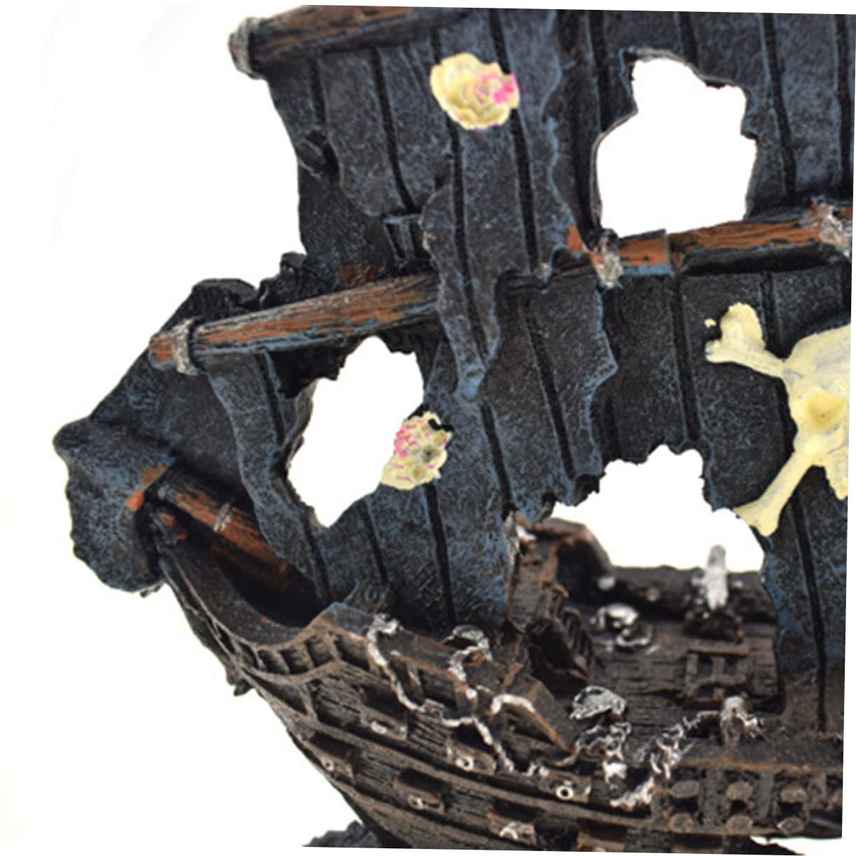 Happyyami coulé Artificiel cassé pour Aquarium Ornement de Maison d'animal familier de Reptile Poisson Ornements décor pour Aquariums Aquarium Bateau Maison cachette