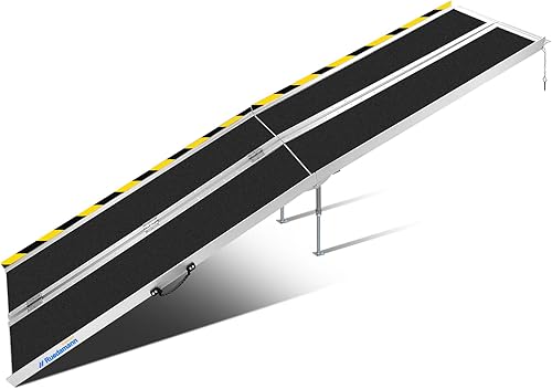 Miniatura 10 de Ruedamann Rampa portátil para sillas de ruedas de 2 pies para puertas, rampa de aluminio antideslizante para sillas de ruedas, rampa plegable