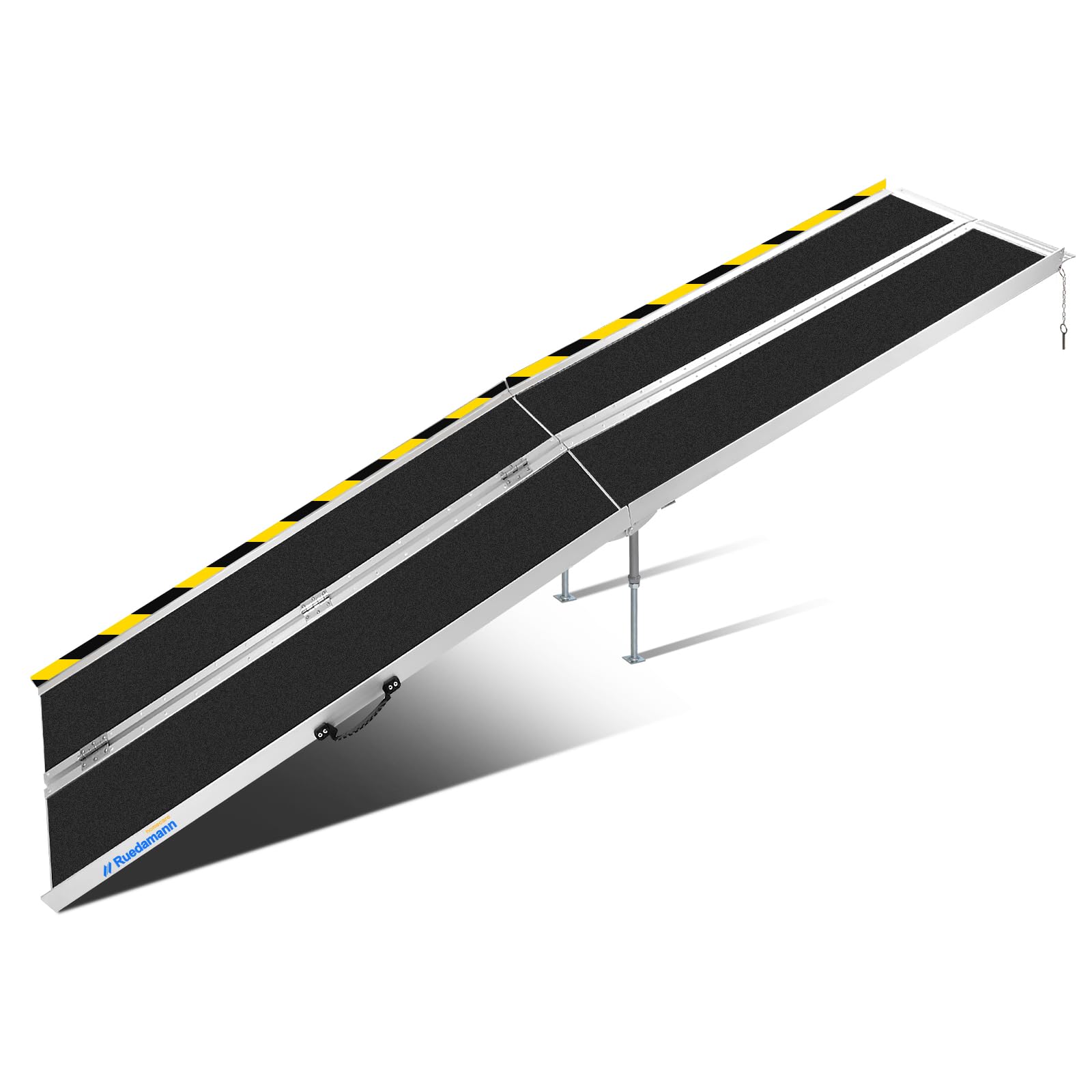 Ruedamann10'L × 29" W Wheelchair Ramp, 600 LBS Capacity, Non-Slip Threshold Ramp, Portable Aluminum Folding Handicap Ramp, Mobility Ramp for Home, Wheelchairs, Steps, Stairs, Doorways, Curbs