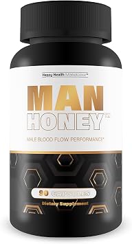 Man Honey - Our Best Male Blood Flow Performance Capsules - Become Alpha Male - Male Blood Flow Boost Trt Supplement For Men - Prostate Supplement For Men - Ultra Alpha Honey Baking Soda Trick For Men