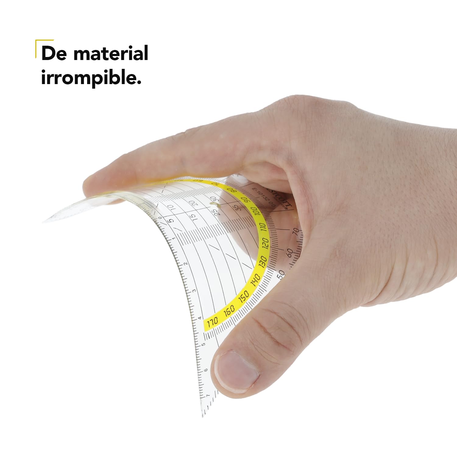 Westcott Transportador 14 cm transparente de plástico irrompible escala amarilla