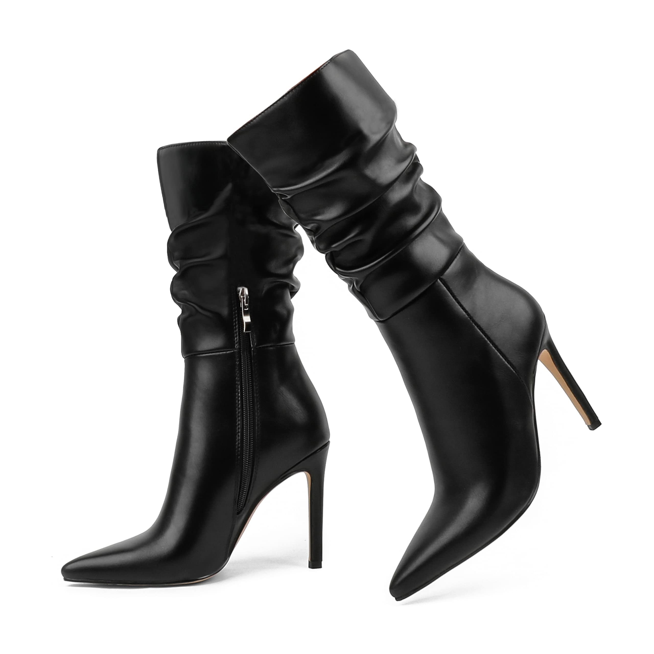 Eithy Women's Knee Boots Thin Heels Zipper Thigh High Fashion Sexy Slouch Boot