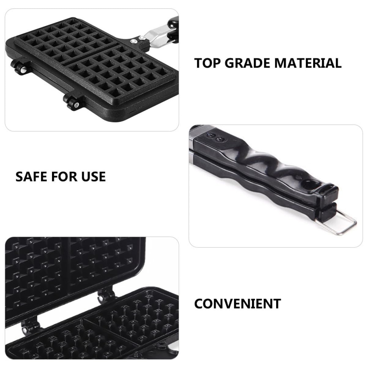 Stampo per Waffles Nero in Alluminio Pressofuso per Forno | Facile da Pulire, Modulo da Cucina per Preparazioni Fai da Te, Uso su Gas