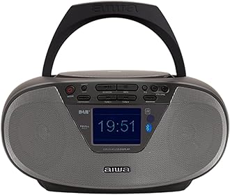 Aiwa BBTU-500DAB/BK Dab+ Portable CD Radio with 2.4" Color Screen, Bluetooth 5.0, USB, CD/CDR/RW/MP3, Dab+, Colour: Black