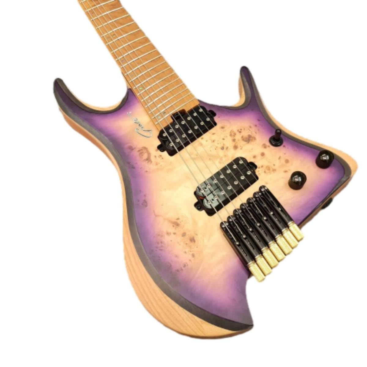 Chitarra elettrica senza testa a 7 corde, corpo e manico in acero, tastiera in palissandro, corde in acciaio inossidabile