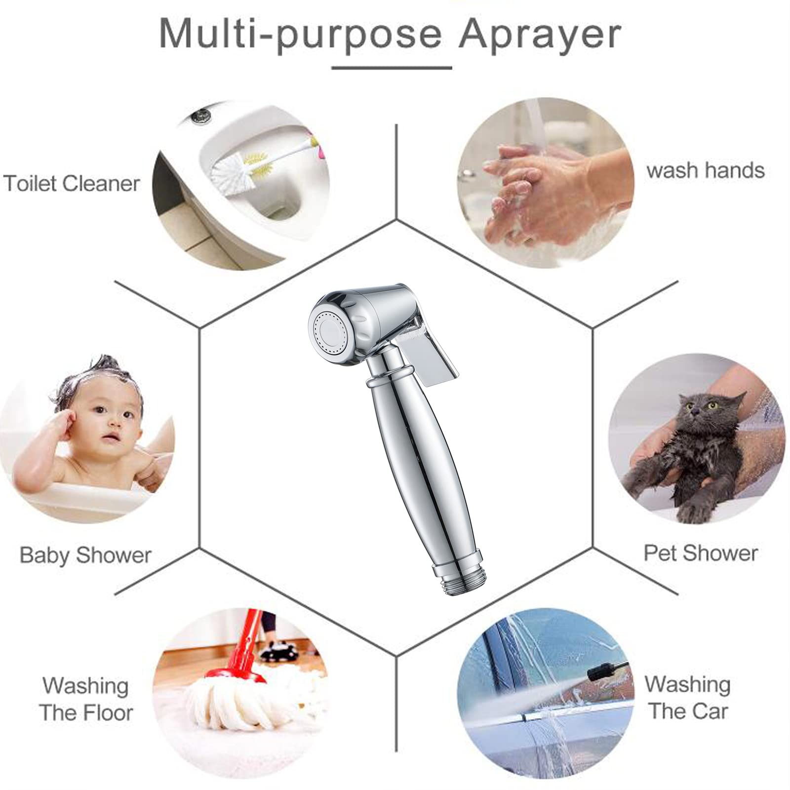 Douchette WC, Laiton Douchette Toilette WC Multifonctionnel Bidet Toilette Haute Pression Pulvérisateurs de Bidet à Main Portable Kit Hygiene WC pour Hygiène Personnelle