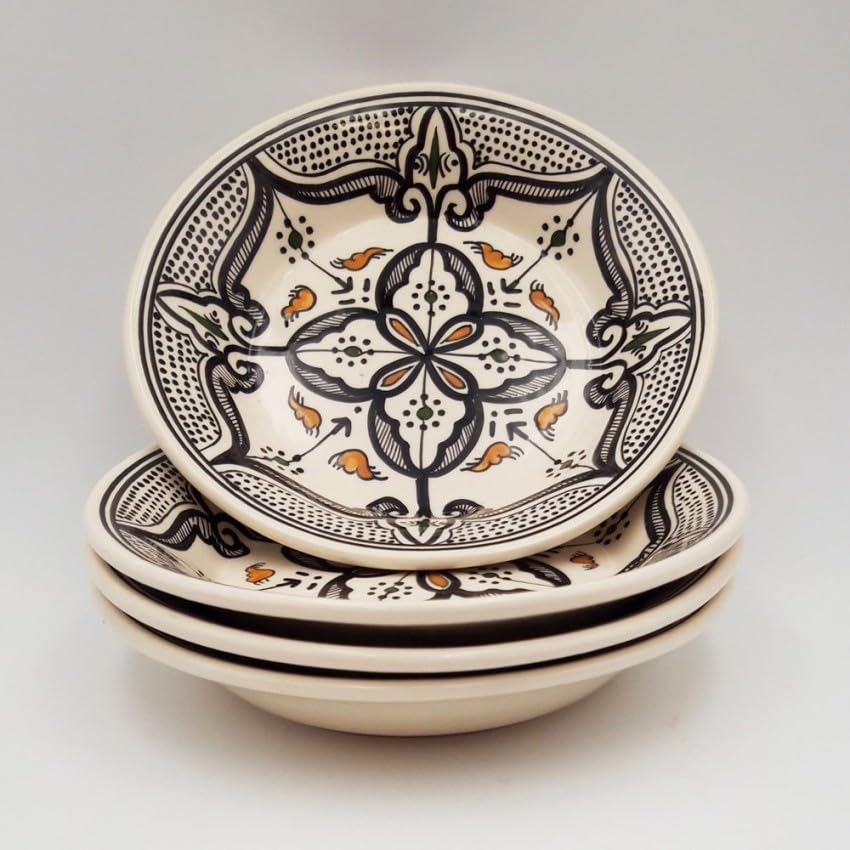 Lot de 4 assiettes creuses Marocain Noir - D 24 cm