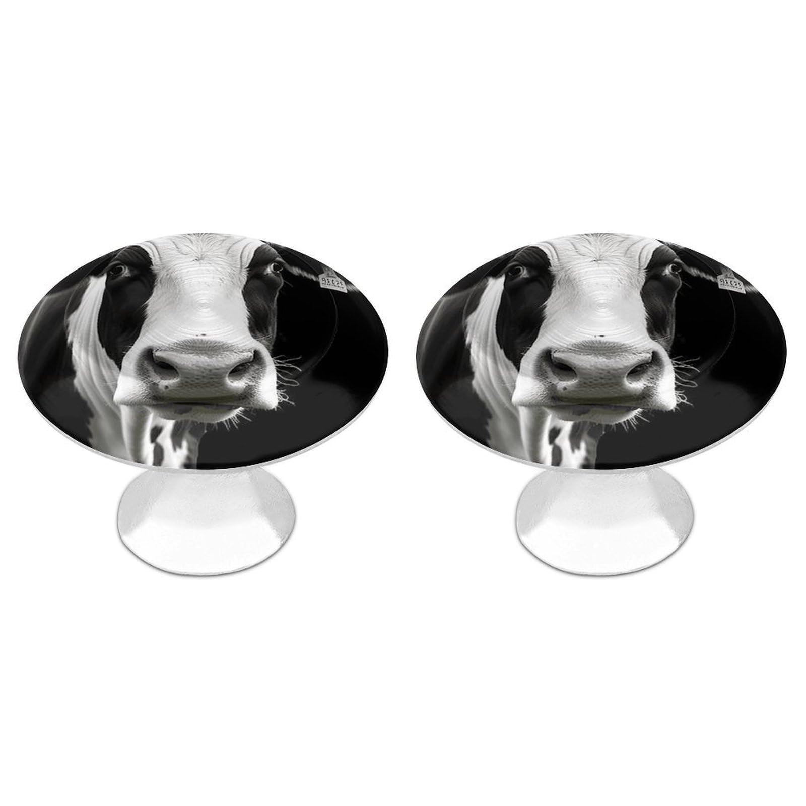 Vstadank Style Animal Funny Cow Head Black White Drawer Knob Round Dresser Sturdy Drawer Pulls With Mounting Screws Kitchen Stainless Steel Modern Decorative Handles For Cupboard Closet Bathroom