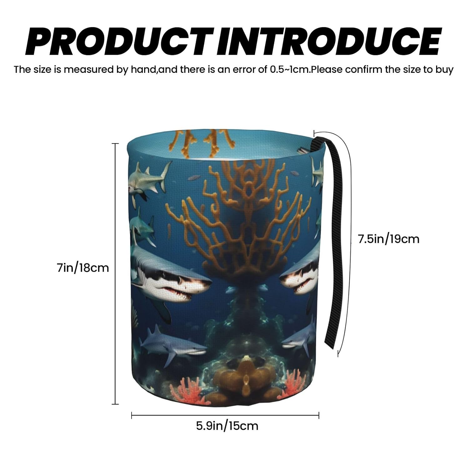 Sharks Under The sea Car Trash can, Hanging Foldable car Trash can, car Storage Box Accessories, Suitable for Travel SUV Truck Sedan image 3