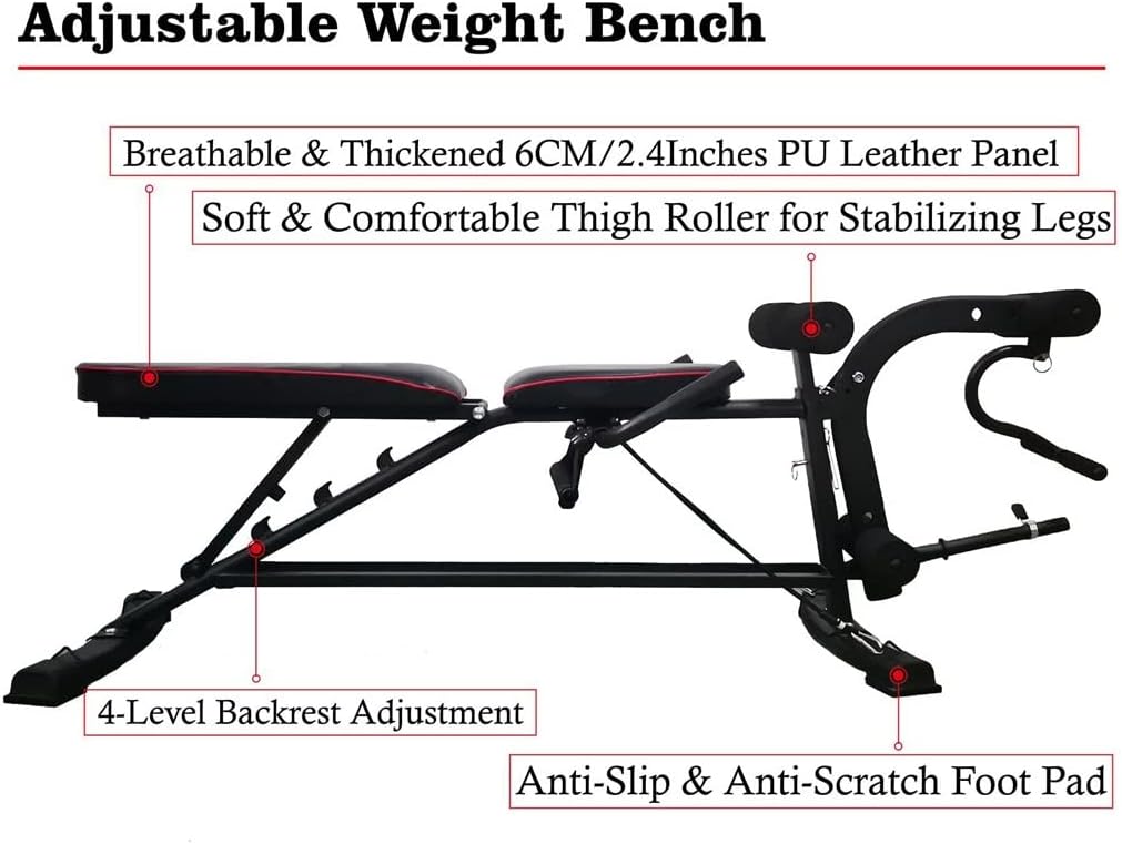 Multifunctional Weight Bench, Adjustable Strength Training for Home Gym Full Body Workout Equipment