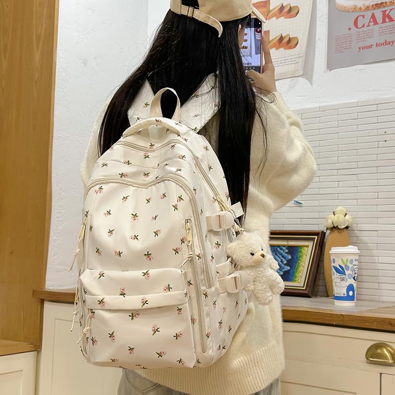 Coquette Backpack Pink Large Bookbag Aesthetic Cute Kawaii Daypack for Travel Daily Use with Doll2