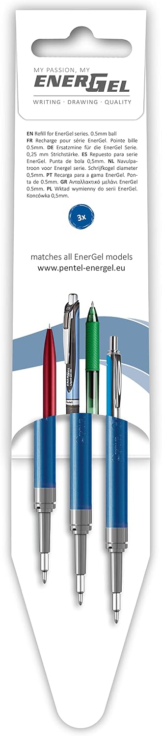 Pentel EnerGel LRN5 Refill for 0.5 mm Gel Pen, Blue (Pack of 12 x 3)
