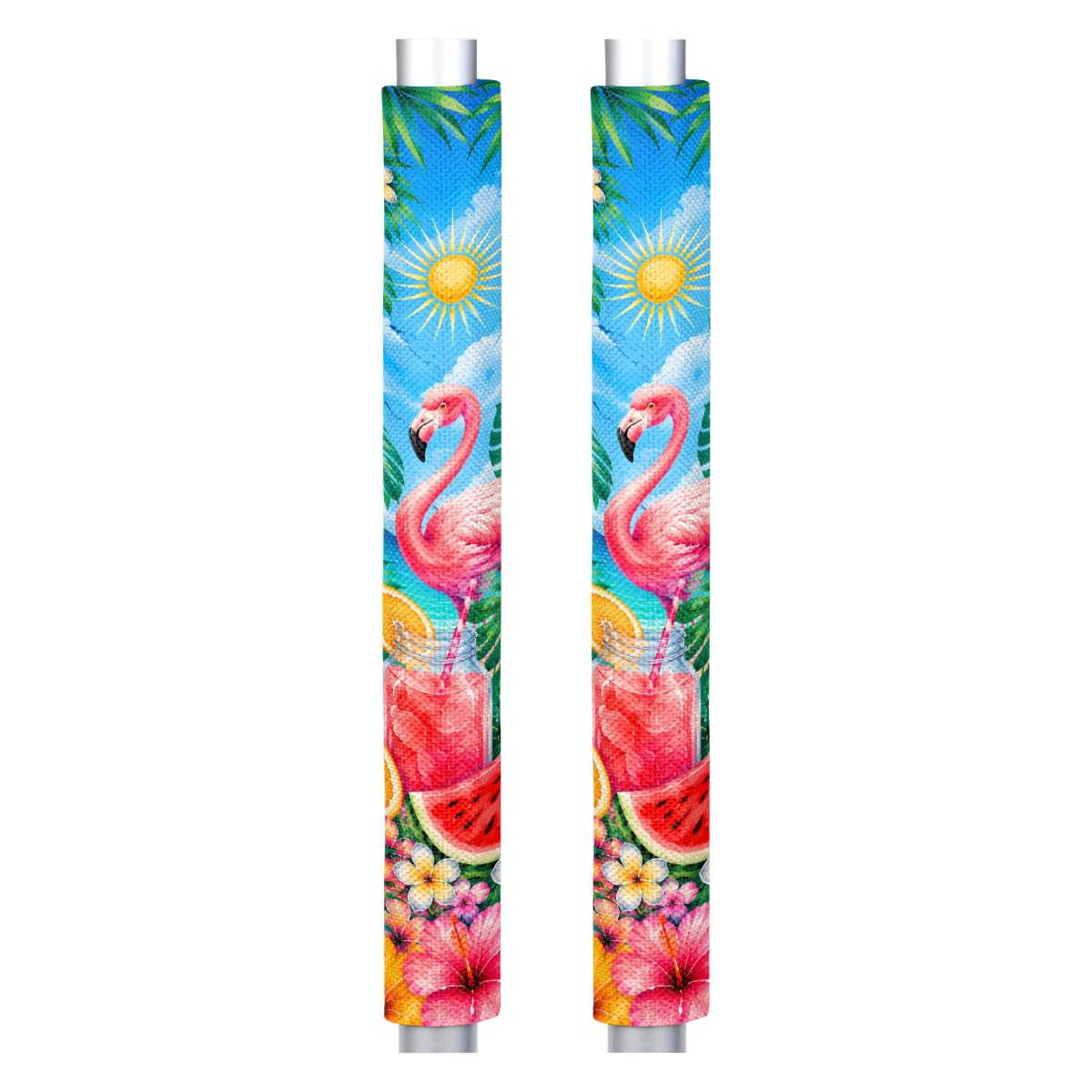 Refrigerator Door Handle Covers Set of 2 Summer Flamingo Beach Washable Fridge Dishwasher Mocrowave Oven Stove Decor Protector Handle Cover Keep Kitchen Appliance Clean from Food Stains Decorate