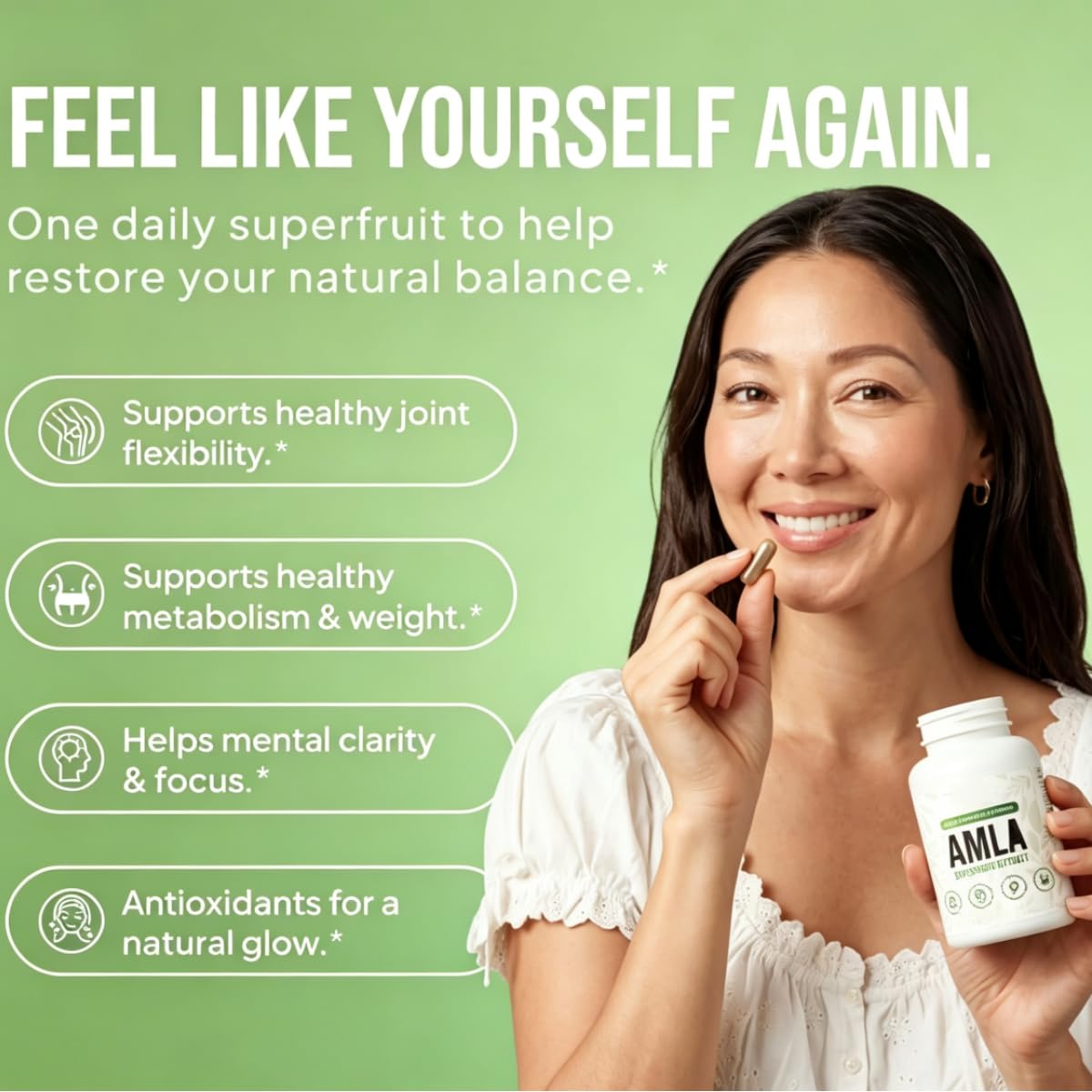 AMLA- mantenimento della digestione gastrointestinale. | Mantenere lo stato energetico quotidiano; proteggere e sostenere lo stress emotivo e fisico quotidiano.