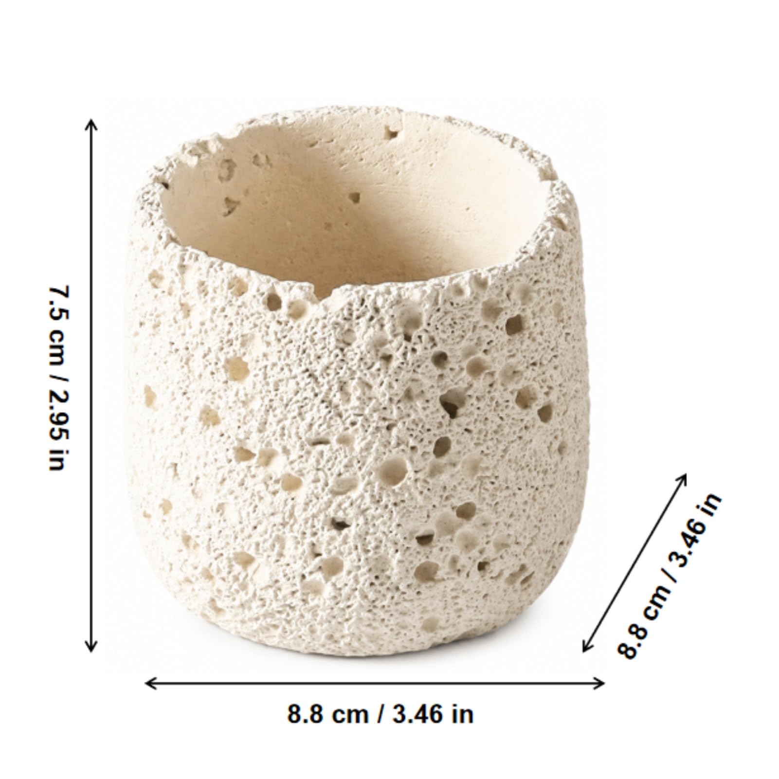 Betonowy słoik na świece, puste naczynie, 8,8 x 8,8 x 7,5 cm, kubek z woskiem cementowym z teksturą kamienia wulkanicznego, wielofunkcyjny pojemnik na świece zapachowe DIY, kamienie dyfuzora