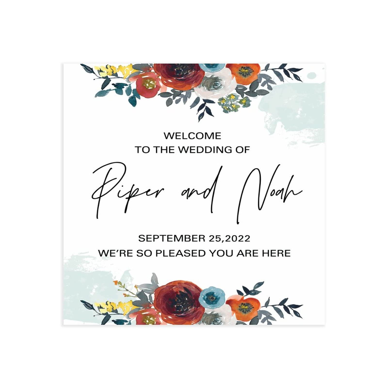 Holzschild mit Aufschrift "Welcome to Our Wedding", Hochzeitsschilder, personalisierbar, Hochzeitsschild für Zeremonie, 50,8 x 50,8 cm
