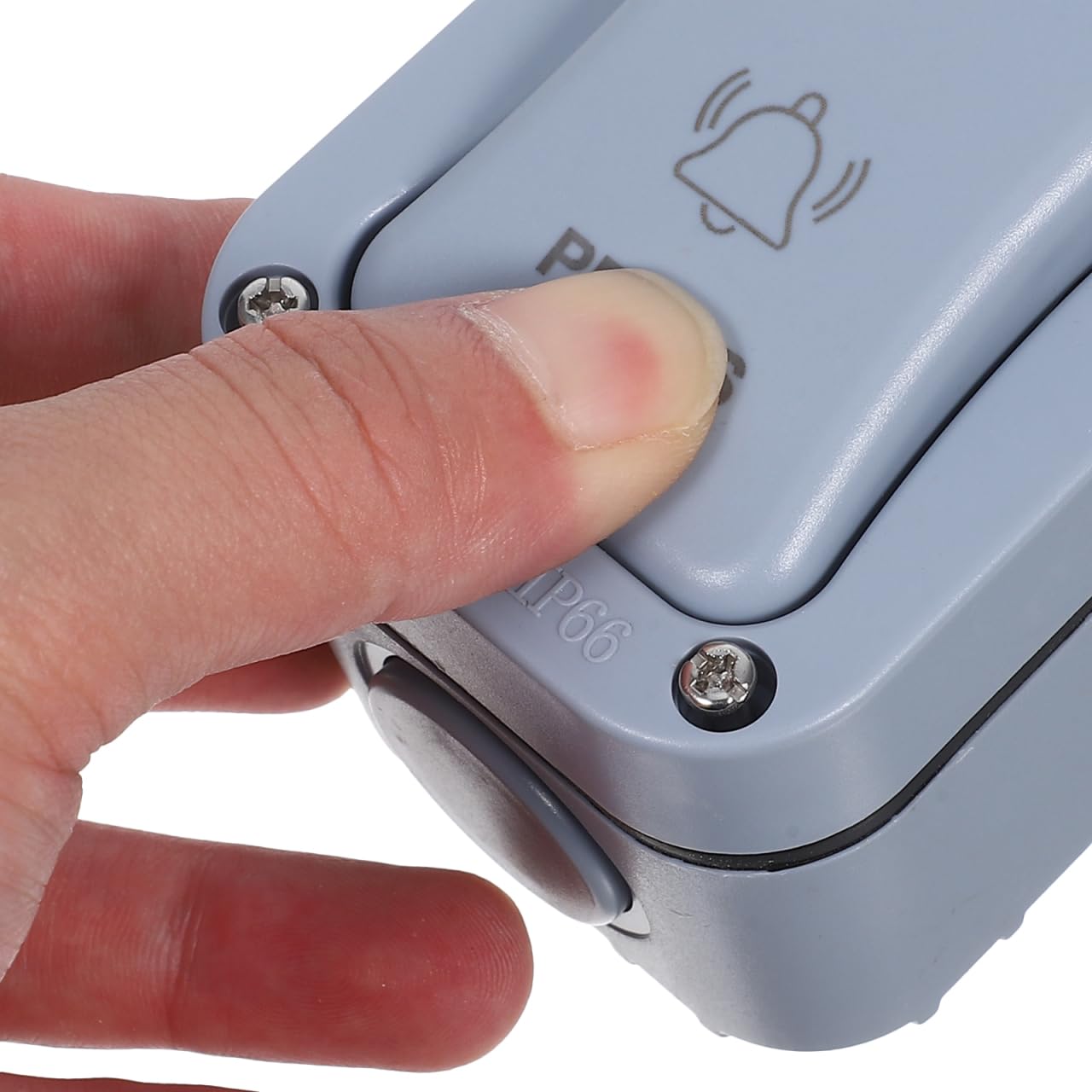 GLEAVI Pulsador de Timbre Impermeable de Exterior: Interruptor de Superficie con Luz Indicadora para Puerta y Garaje (9x6x5.5 cm)