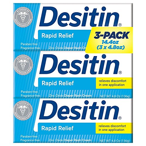 Desitin Rapid Relief Diaper Rash Cream, 4.8 Ounce, (Pack of 3)