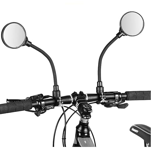 Newlight66 Bike Mirror, Adjustable Handlebar Rear View Mirrors for Mountain Road Bike Bicycle Electric Motorcycle (Black-2PC)