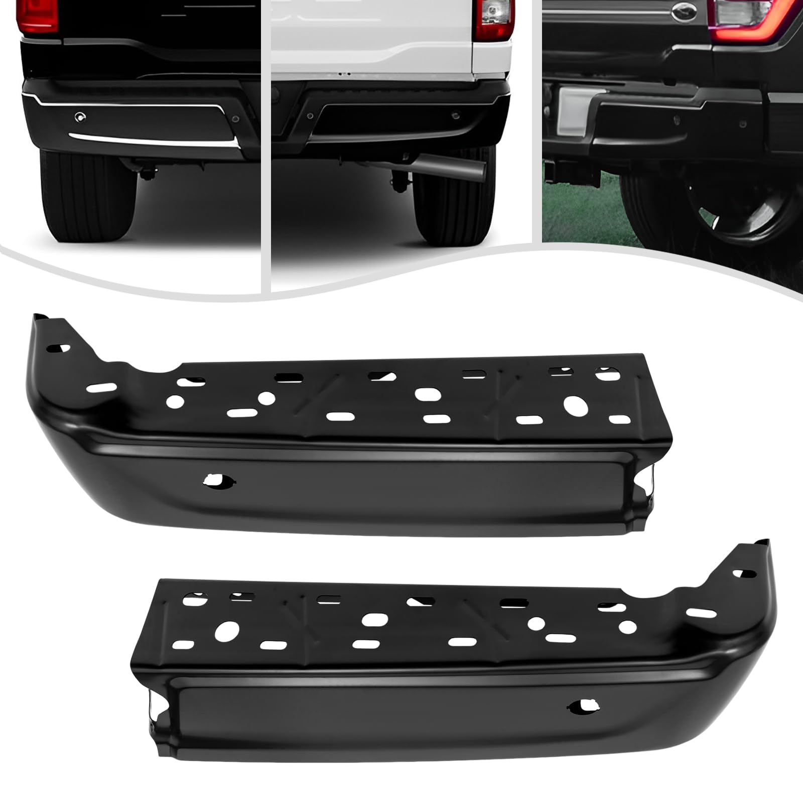 Right Side Rear Bumper End Cap Chrome For 2021-2023 Ford F-150 With Park Sensor Hole