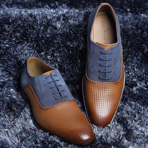 Image of LOUIS STITCH Men's Handcrafted Formal Derby Shoes Italian Leather Lace Up Shoes for Men (EUDTSU)
