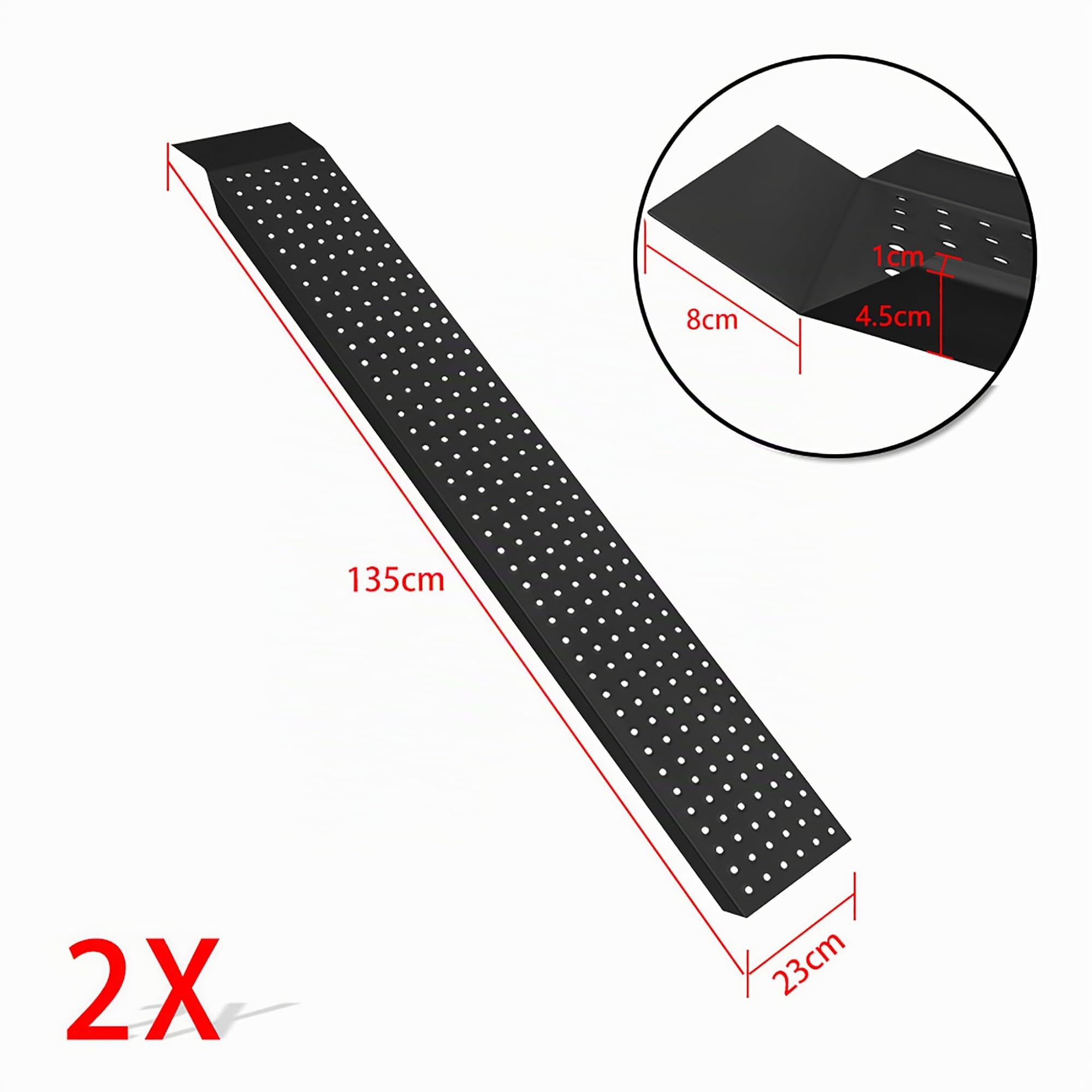 FIVMEN 2X Auffahrrampe PKW Laderampe Tragkraft 400 kg Verzinkter Stahl Auffahrrampen Verladeschiene Verladerampe für Motorrad ATV Anhänger Auto, Schwarz 135cm