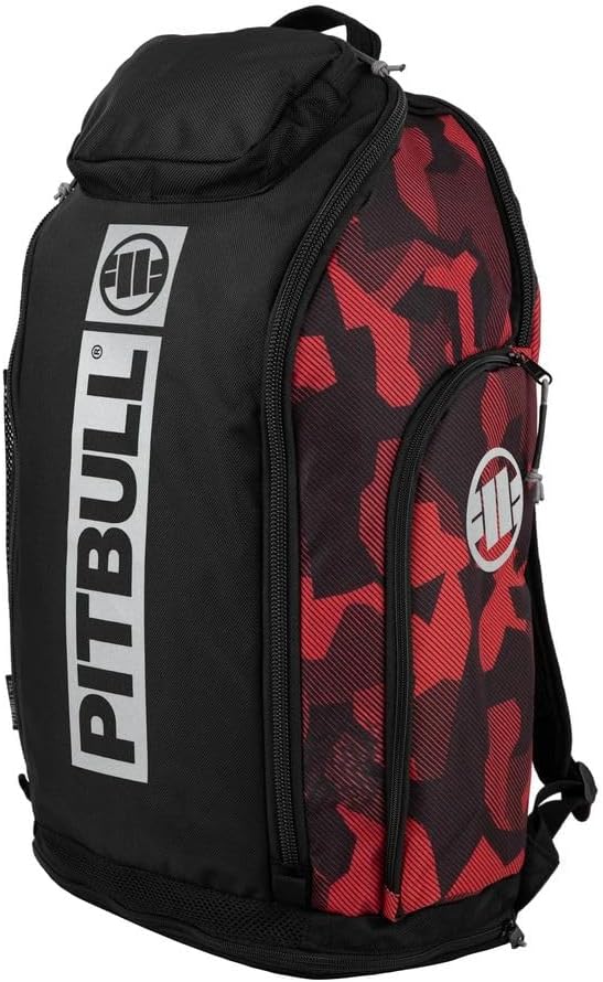 PITBULL - Unisex Black Sports Backpack, 60L, Rectangular, Water Resistant, 5 Compartments, 5 Pockets, 60 x 22 x 8.7 cm, 1.01 kg, Ideal for Hiking, Camping, Traveling