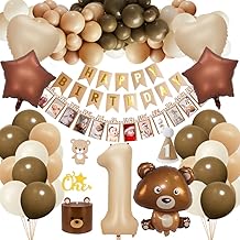 Anniversaire 1 An Decoration Garcon, Deco Anniversaire 1 An avec Ballon Anniversaire 1 An, Bannière Joyeux Anniversaire, 1 An Chapeau Anniversaire pour Bébé Garçon Fille Premier Anniversaire