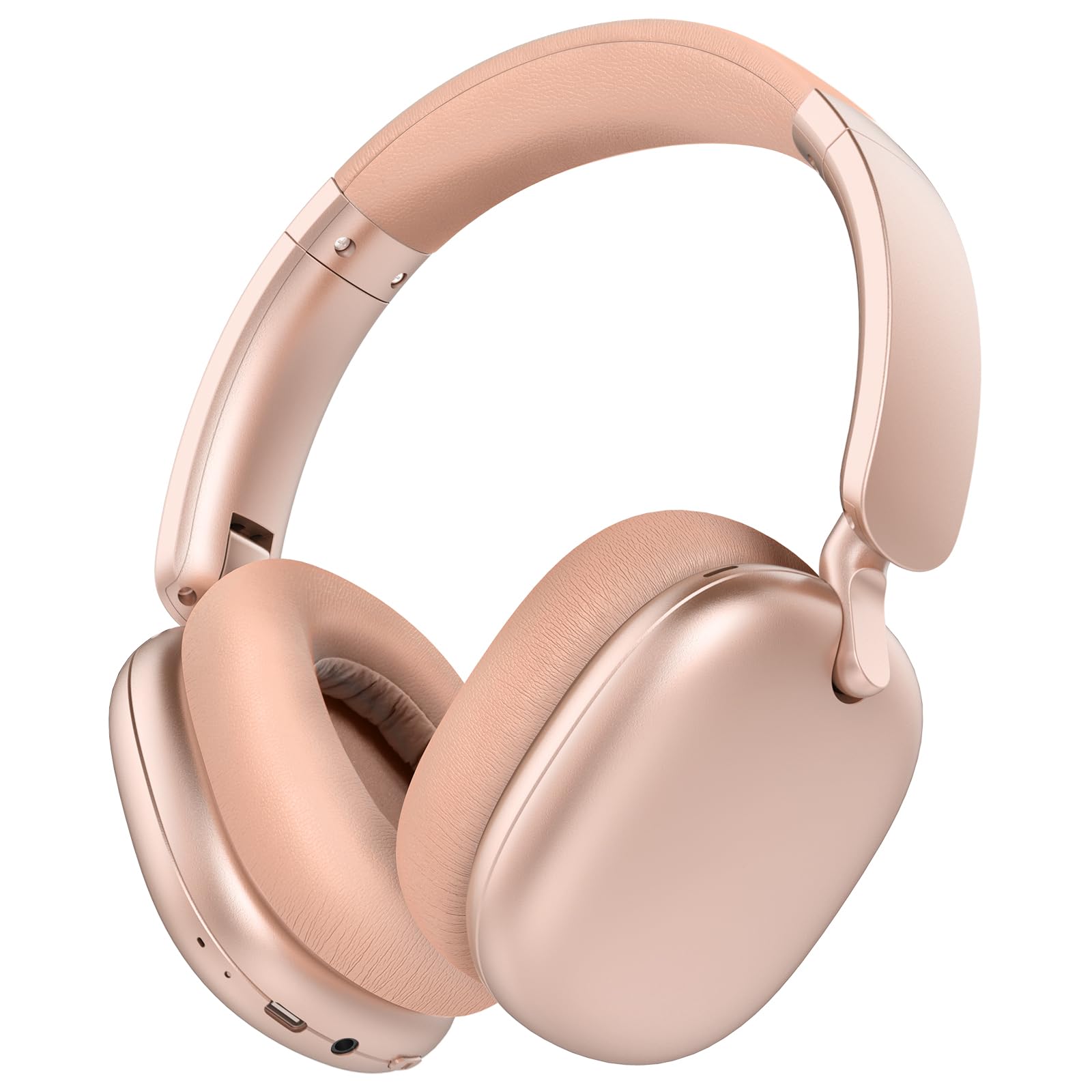 Auriculares C6 con Cancelación Activa de Ruido, Auriculares Bluetooth Over-Ear Inalámbricos, Diseño Ligero y Plegable con Copas Profundas para Bass Potente y Ajuste Cómodo, Color Rose or