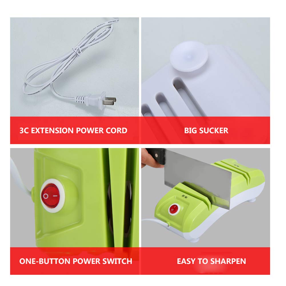 DUYER affilacoltelli Elettrico da Cucina, Affilatrice Multifunzione, Affilatura Rapida, Adatta A Una varietà di Strumenti, Base Antiscivolo, Dissipazione Rapida del Calore Green