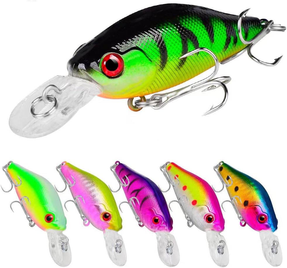 5Pcs Bass Fishing Lures Kit,Crank Bait Fishing Lures