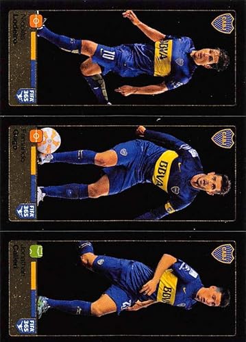 2015-16 Panini FIFA 365 Stickers Soccer #90-91-92 Nicolas LodeiroFernando GagoJonathan Calleri Trading Card Sized Album Sticker Dark shiny