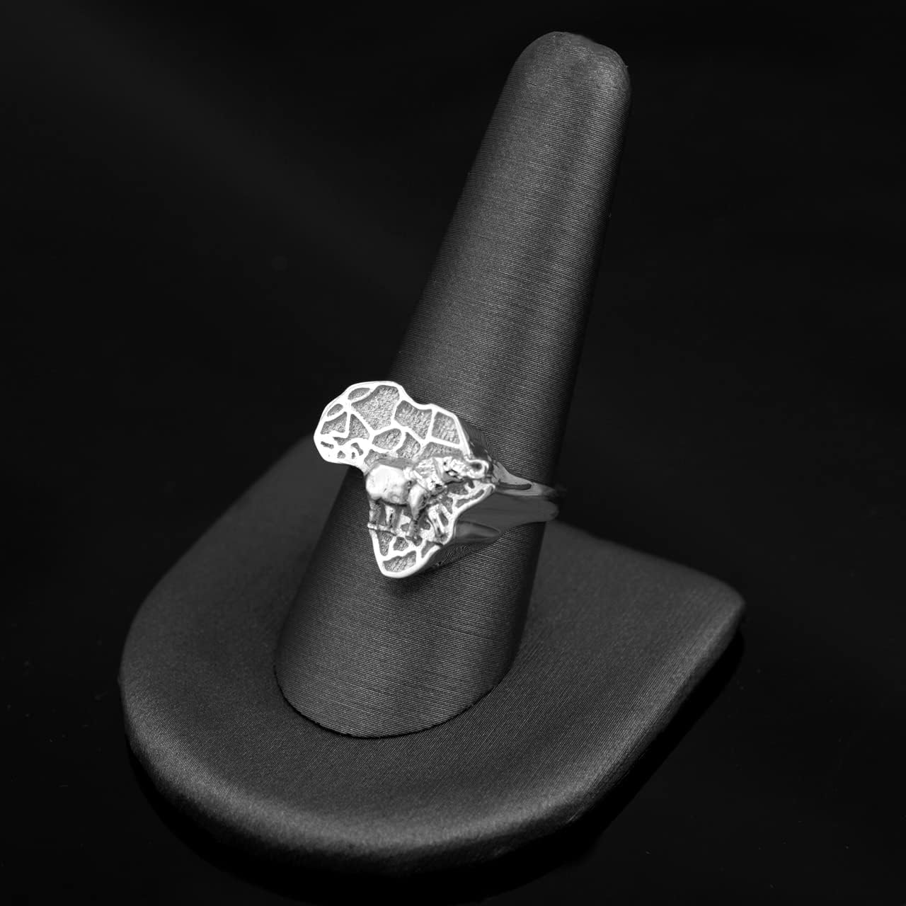 LA BLINGZ 14K White Gold Africa Elephant Ring
