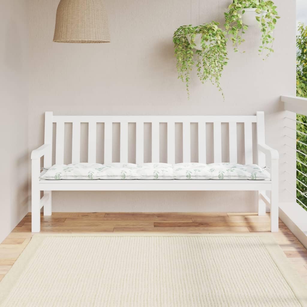Coussin pour banc de jardin motif feuilles 180x50x7 cm en tissu Oxford imperméable