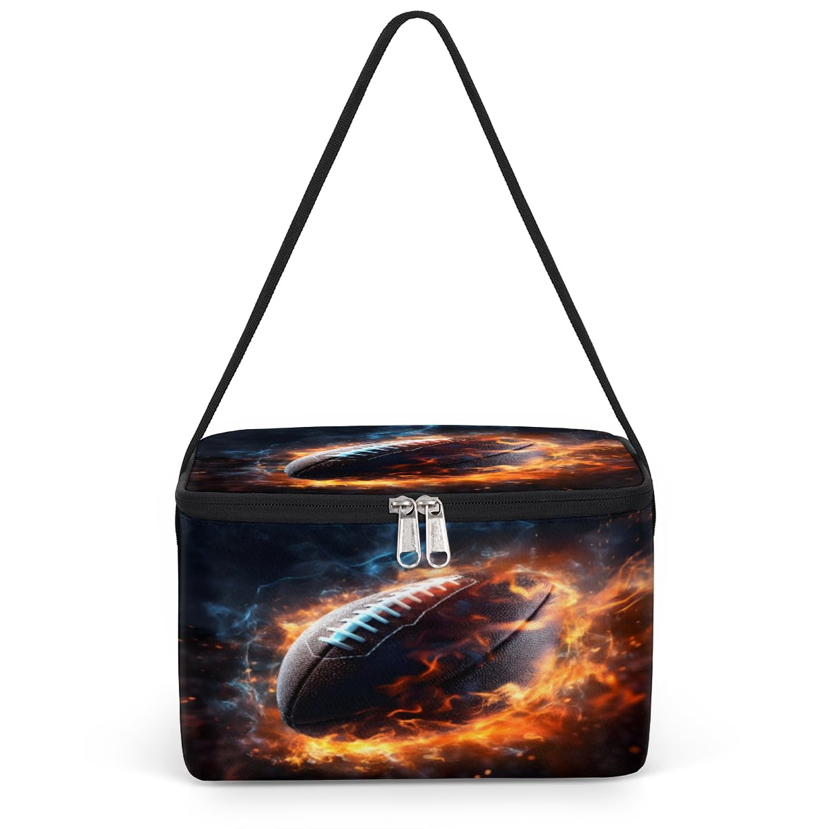 GzLeyigou Fire American Football Lunch Bags for Women Men 9 Cans, Hot & Cold Food Delivery Bag Insulated Grocery Bag Insulated Lunch Box Cooler Bag for Office Work Picnic Beach