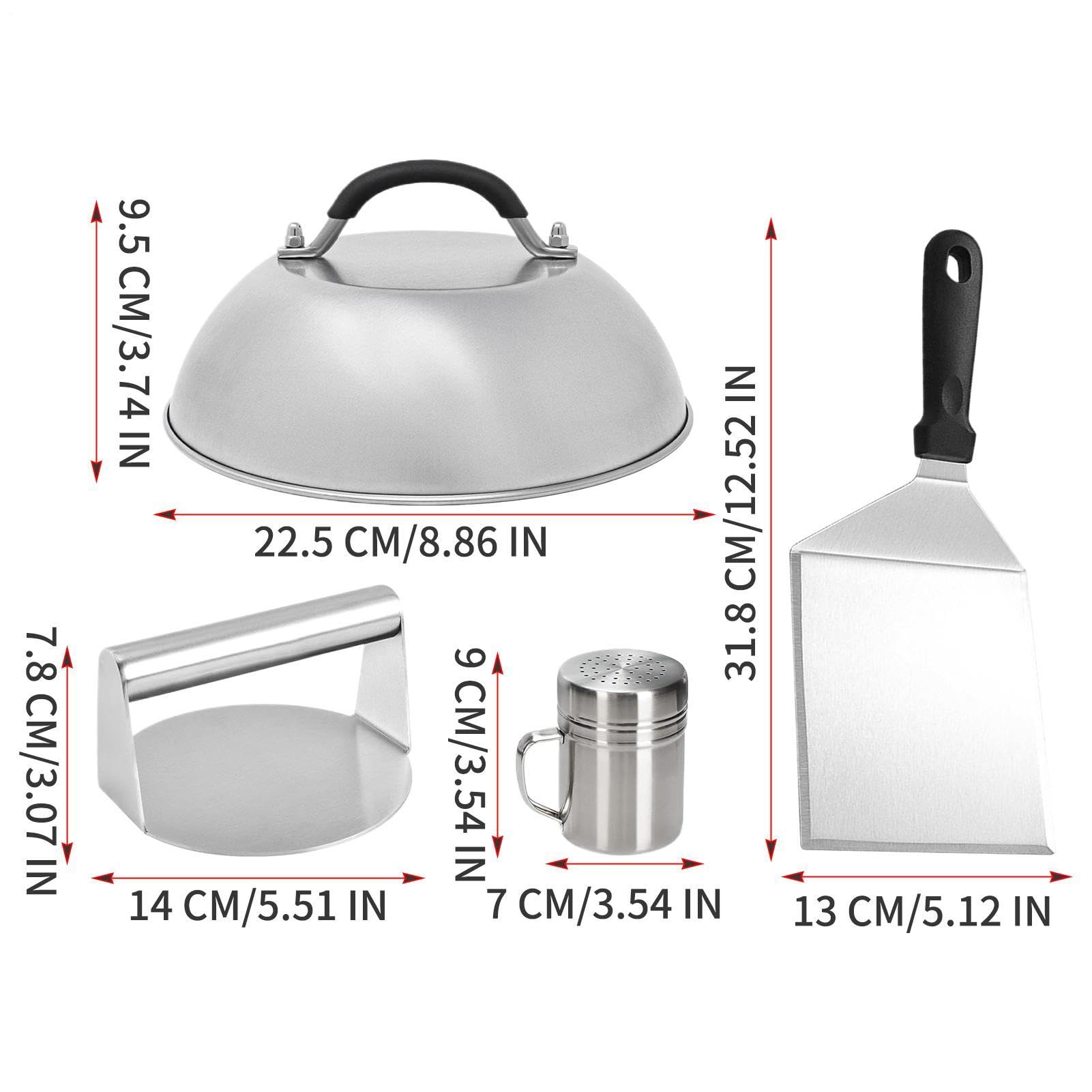 Zestaw Do Prasowania Burgerów Smash 4 Częściowy Pojemnik Na Przyprawy | Zestaw Do Robienia Burgerów Do Smażenia Sera, Kotletów, Steków, Grillowania I Gotowania Na