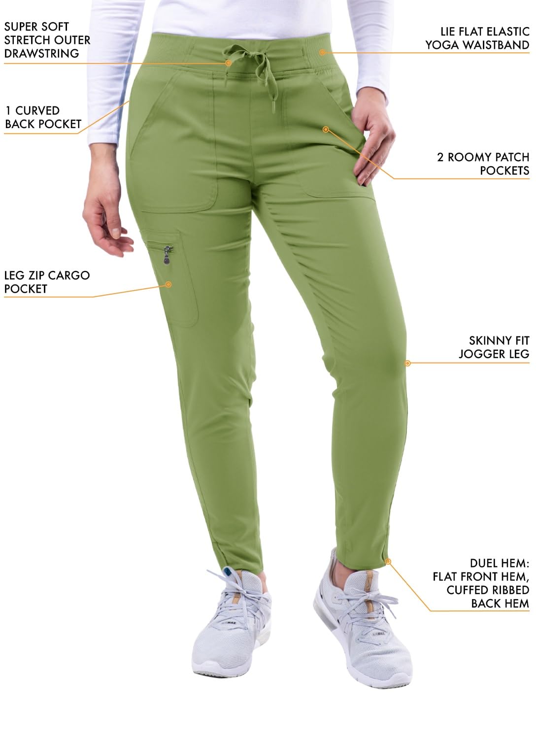 Adar Pro Movement Booster Scrub zestaw dla kobiet - Sweetheart dekolt w serek Scrub Top i jogger Scrub Pants, liść wiosenny, M