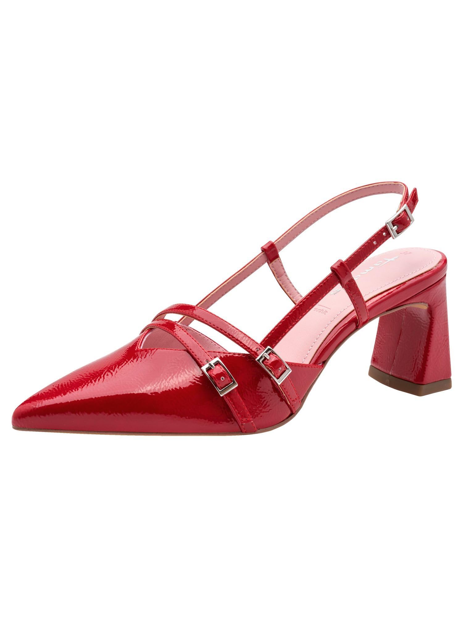 Tamaris Women's slingback pump with block heel red 6.5 UK