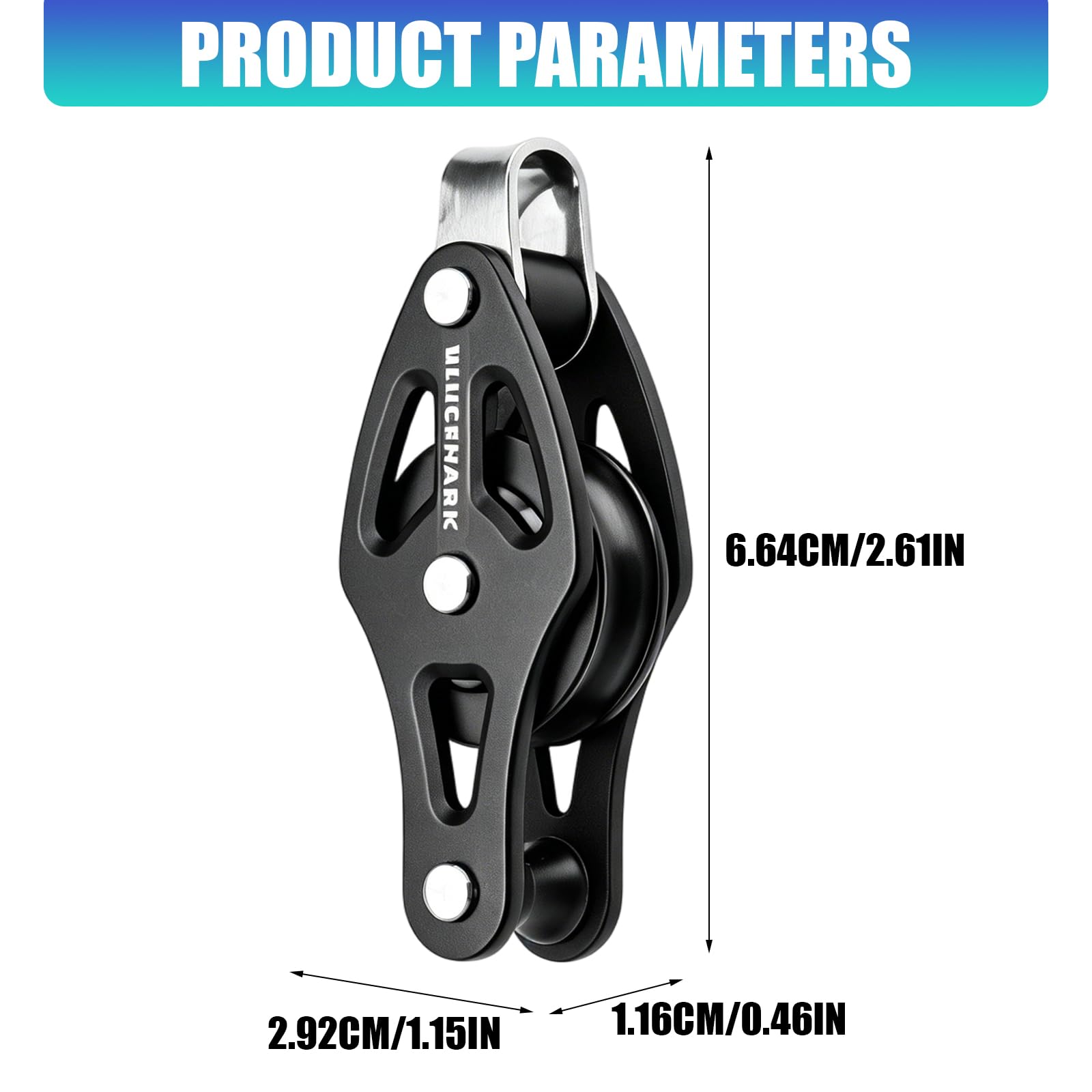 Flaschenzugblock aus Aluminiumlegierung mit einzelnem Radkanal und oberer Metallschlaufe für Marine Takelage, Seilführung und Hardware Setup für Dockleinen Rollenblock für Dockleinen, Führung
