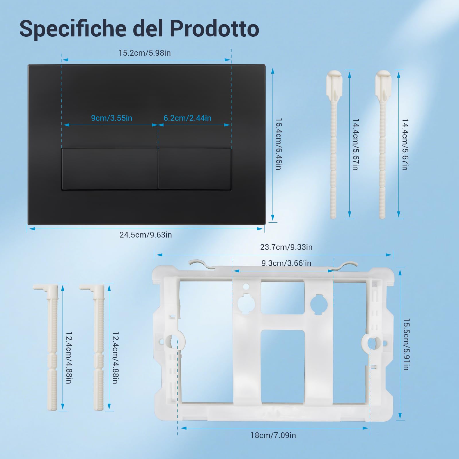 Placca di attivazione comando Pulsante di scarico Accessorio per cassetta WC Compatibile con Geberit Sigma01, UP300 e UP320, funzione a doppio scarico(Nero Opaco)